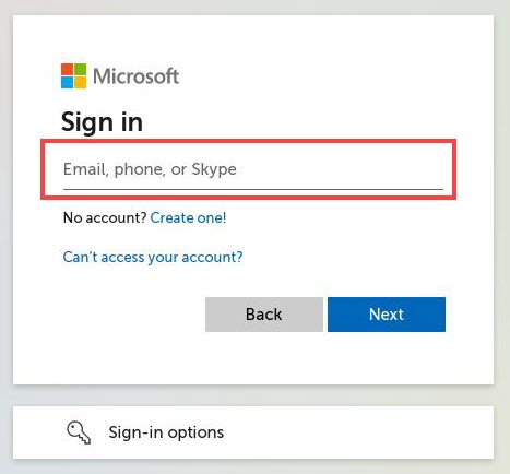 A screenshot of entering the MS ID