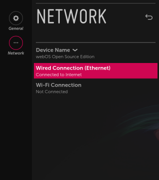 Network Setting - The initial status of network including Wired/Wi-Fi connection