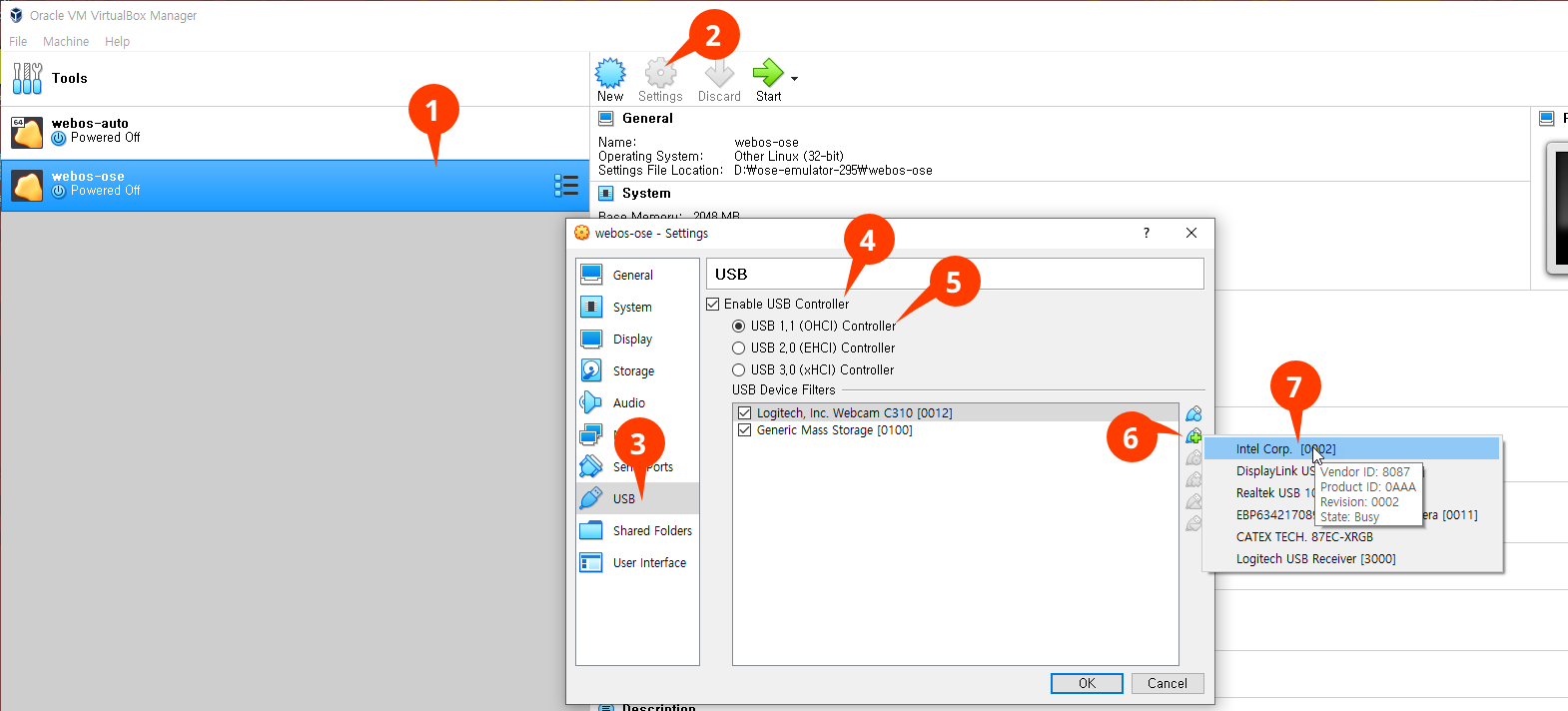 Configuring USB on VirtualBox Emulator