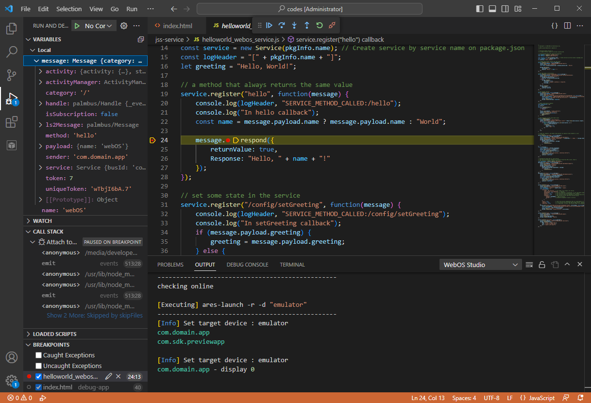 Debugging a service with IDE