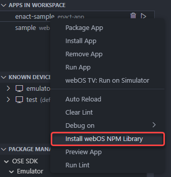 Install webos-service library using NPM