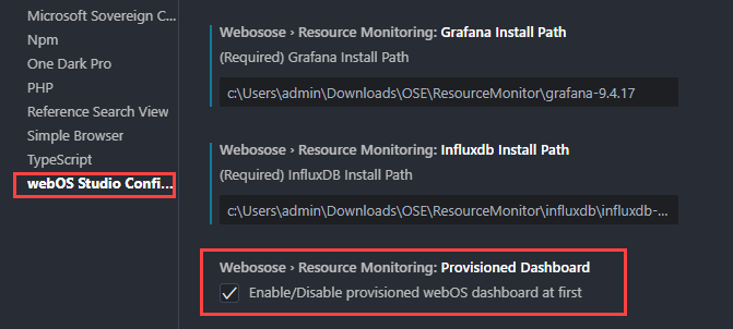 Enable the provisioned dashboard